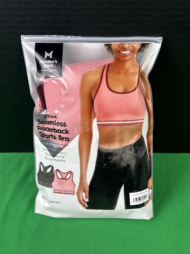 Member's Mark Ladies 2 Pack Racerback Sports Bra Size L Pink & Gray - Picture 5 of 6