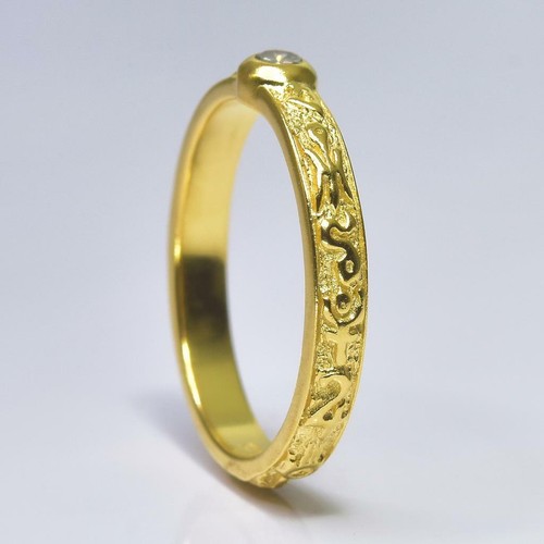 Ring US size 6 Gold Vermeil Sterling Silver Genuine Natural 0.08ct Diamond 2.18g - Picture 7 of 9