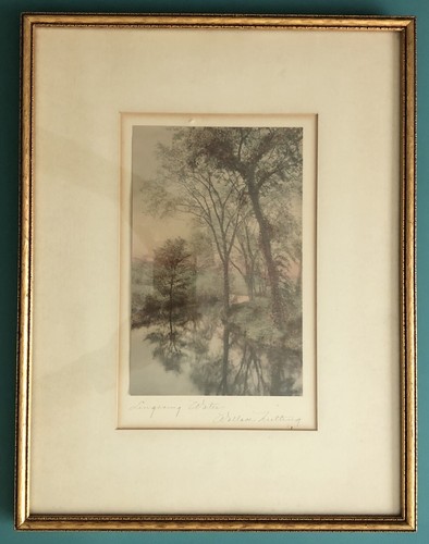 Vintage Wallace Nutting Signed Lingering Water Colored Art Lithograph Framed