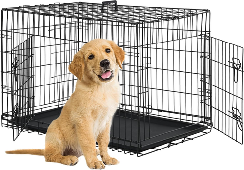 Dog Crate Dog Cage Dog Kennel Metal Wire Double-Door Folding Pet Animal Pet Cage - Picture 10 of 12