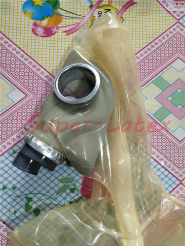 Transparent full cover latex catsuit with gas mask attached penis sheath - Picture 4 of 4