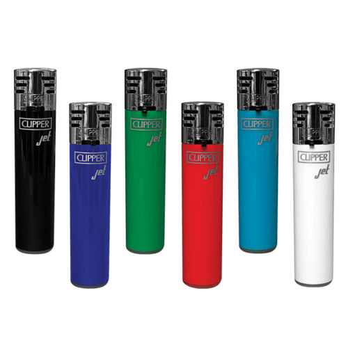 Set of 6 CLIPPER Jet Windproof Torch Refillable Lighters Solid Assorted