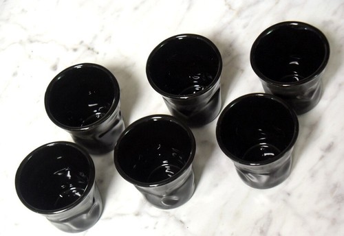 6 tazas de chupito de café espresso con hoyuelos de cerámica de porcelana negra brillante Bialetti Bichierini - Imagen 5 de 9