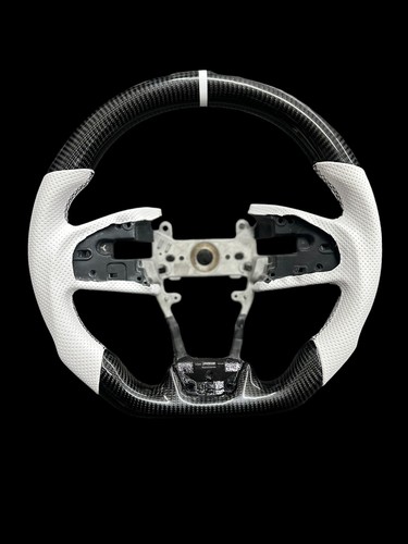 White Leather Carbon Fiber Steering Wheel for Honda Civic 10th Gen 2016-2020 - Bild 1 von 5