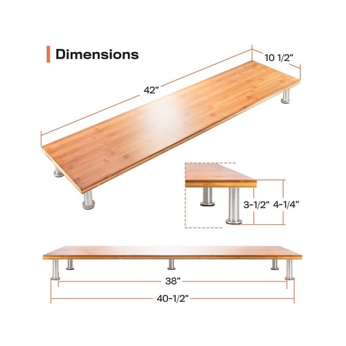 Dual Monitor Stand for 2 Monitors, Large Monitor Riser Made with Solid Bamboo... - Picture 6 of 8