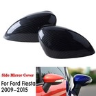 For Ford Fiesta MK7 2010-2016 Carbon Look/Black Side Rearview Mirror Cover Cap Q