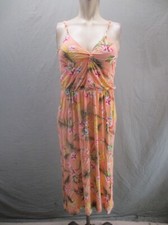 Unbranded Size S Women Floral Orange Stretch Waist Cami Lightweight Sundress 261