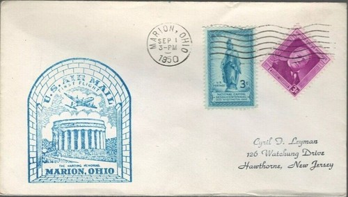 US First Flight Cover Marion Ohio to Pittsburgh Pennsylvania 1950
