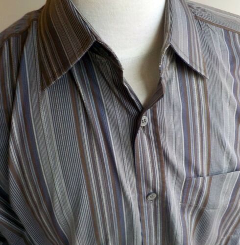 PAUL SMITH Mens Dress Shirt MADE IN ITALY Stripe SPREAD COLLAR 161/2 Brown - Picture 2 of 4