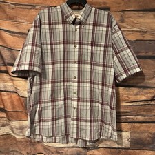 Wrangler Authentics Men's XL Red Gray Plaid Short Sleeve Button Up Shirt Western