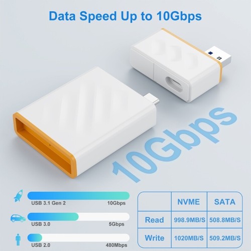 USB A Type C to M.2 NVMe Solid Disk Enclosure Double Protocols Fast Transfer - Picture 5 of 8