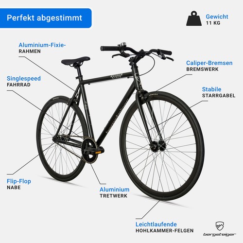 28 Zoll Fixie Urban Rennrad Bergsteiger Kyoto Singlespeed Flip-Flop-Nabe B-Ware - Bild 7 von 14