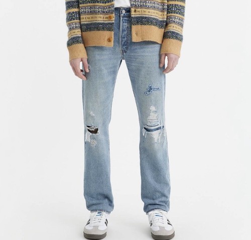 Levis 501 Jeans Mens 34x36 Blue Medium Wash Button Fly  NEW - Picture 1 of 5