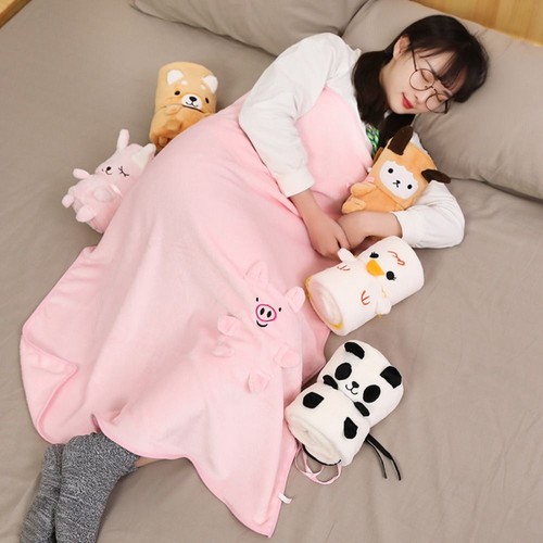 Flannel Air Conditioning Blanket Cartoon Plush Wrap Shawl - Picture 5 of 17