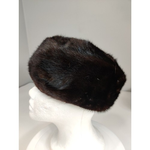 Top Zustand Vintage schwarze Nerz Pelzmütze aus Kanada 21 Zoll - Bild 3 von 13
