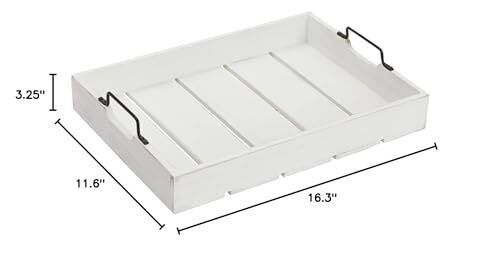 Rustic Wooden Serving Tray with Metal Handles for Coffee Table Farmhouse Home... - Picture 7 of 7