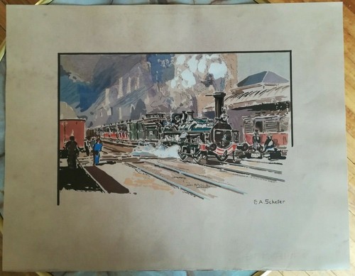 A.E.SCHEFER - LOCOMOTIVE - TRAIN - ESTAMPE LITHO - N° 10 - Imagen 2 de 2