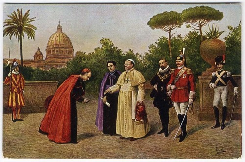 Papst Pius XI Postkarte um 1910 Vatikanische Gärten mit seinem Hof