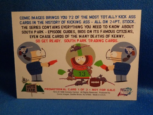 SOUTH PARK - CARTMAN, KENNY, KYLE & STAN (1) PROMO CARD - 1998 COMIC IMAGES - Picture 2 of 2