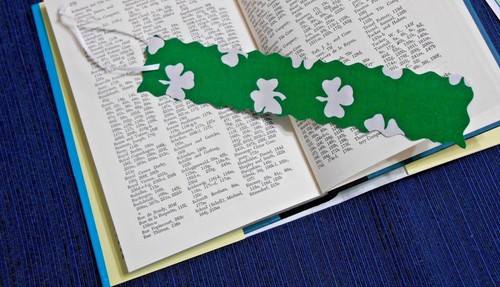 Bookmark Shamrock or St Patrick's Day Handmade Fabric or Cloth with Ribbon - Picture 2 of 2