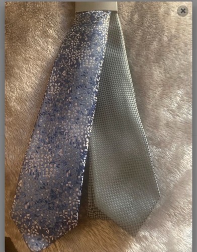 Perfect xmas gift A pack of 2 formal mens ties blue and silver. brand new - Picture 2 of 2