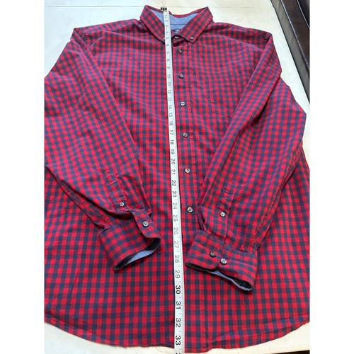 Men's George Classic Fit Button-Down Casual Shirt Red Blue Plaid Size 3XL(54-56) - Picture 6 of 16