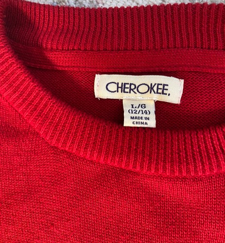 Weihnachten Urlaub Cherokee Marke Urlaub Pullover Größe 12/14 rot - Bild 2 von 6