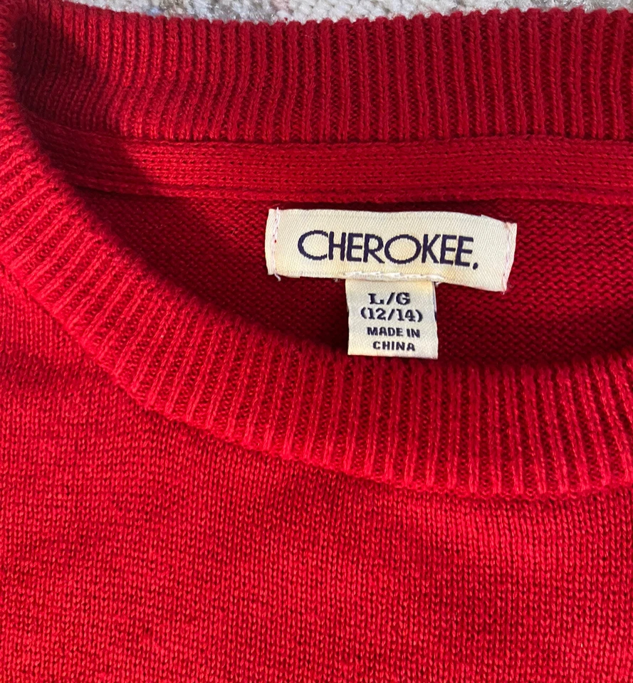 Christmas Holiday Brand Cherokee Holiday Sweater Size 12/14 Red - Image 2 of 4