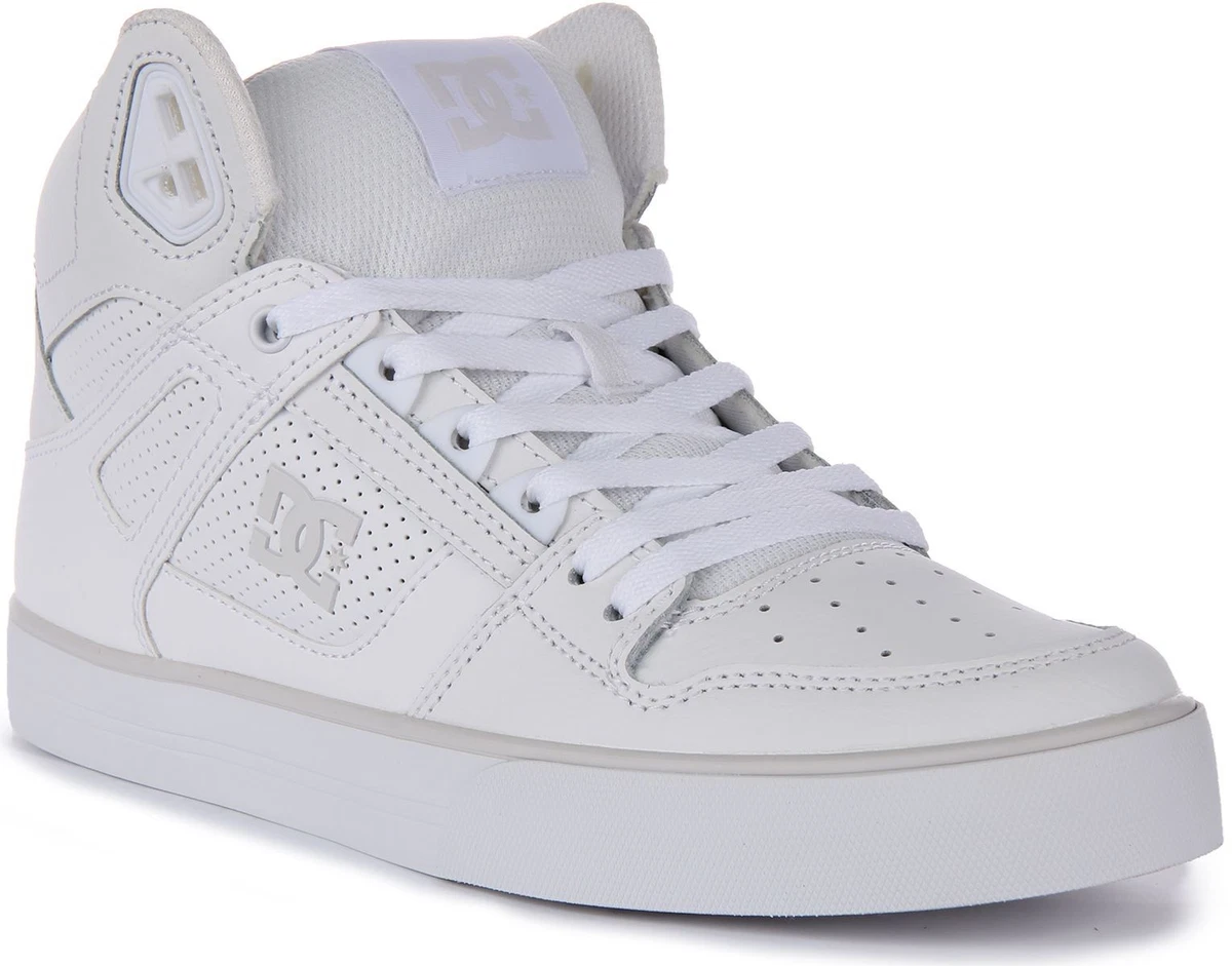 Dc Shoes Pure High Top Wrap Lace Up Trainer All White Mens UK 6 12