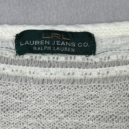 Lauren Ralph Lauren Jeans Co Mujer Top Marfil Crema Medio Encaje Tejido Volantes NUEVO - Imagen 3 de 20