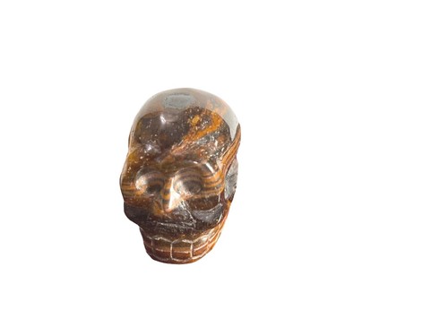 Gold Blue Tiger Eye Carved Skull 1.5inch 1.9oz Reiki Healing Crystal Root Chakra - Picture 3 of 8