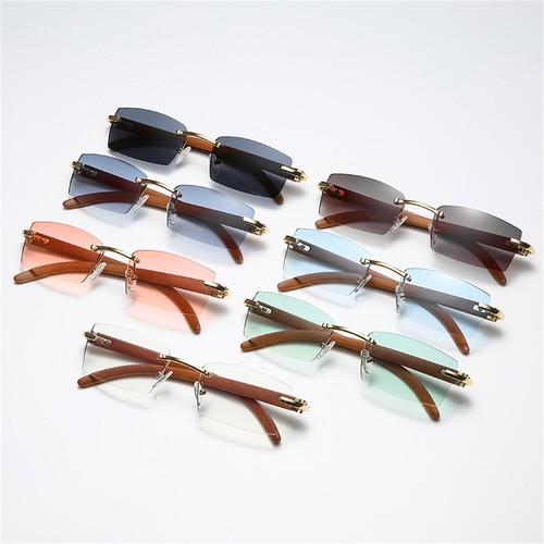 Rectangle Rimless Sunglasses Women Men Gangster Frameless Shades Frame Eyewear - Picture 8 of 20