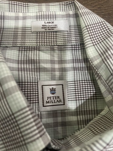 Peter Millar Size Large L Cotton Silk Short Sleeve Button Down Shirt - Picture 3 of 3