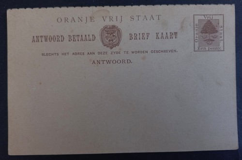 Undated Orange Free State 1d Stamped Reply Card Unused - Picture 1 of 2