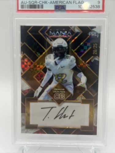 Travis Hunter Autogramm 2024 Wild Card Auto Mania American Flag /25 PSA 9 - Bild 2 von 19