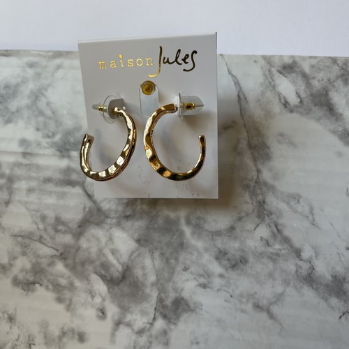 A Lot Of 2pairs Of Guess And MAISON JULES Gold Tone Wire Hoops Pierced New - Picture 8 of 11