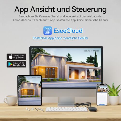 Solar WLAN Überwachungskamera Set 4MP Funk IP Kamera System Außen 12" Monitor - Bild 15 von 30