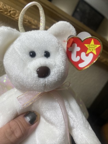 TY Beanie Baby 1998 HALO Angel Bear with Brown Nose & Tag Error - Picture 8 of 10