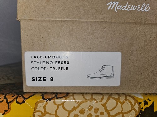 New Madewell Nash Lace Up Boot Size 8 Truffle Suede Chukka With Box - Picture 6 of 11
