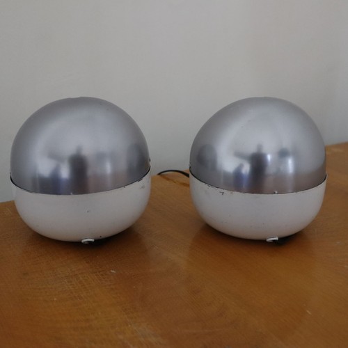 Pair of Space age glass and metal table lamps by Lamperti, Italy, 1960s - Picture 4 of 8