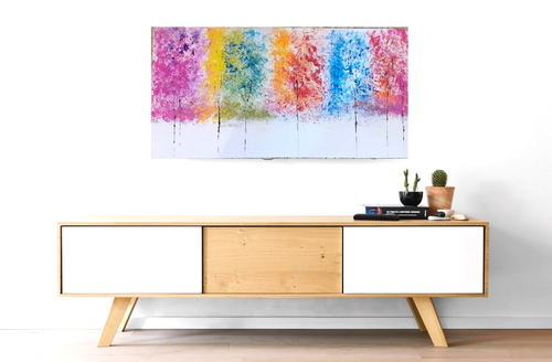 QUADRO MODERNO ASTRATTO SOGGIORNO ALBERO COLORE DIPINTO A MANO FIRMATO - Foto 3 di 7