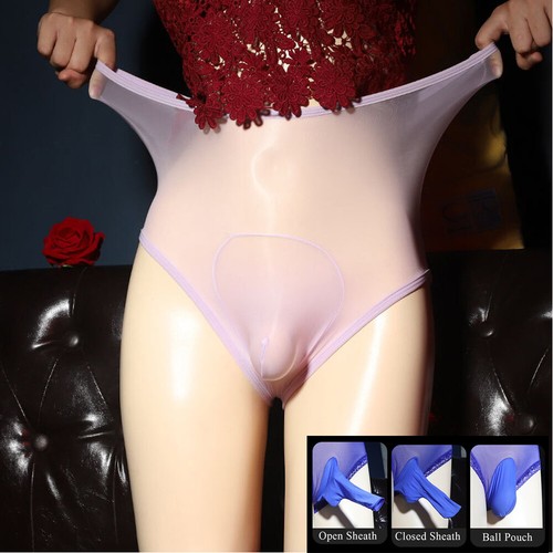 Costume da bagno uomo vita alta trasparente lucido slip intimo lucido perizoma marsupio mutandine - Foto 11 di 21
