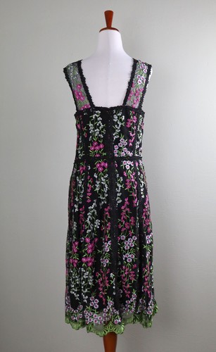PARKER New York $200 Embroidered Floral Lace A-Line Midi Tank Dress Size 4 - Picture 4 of 6