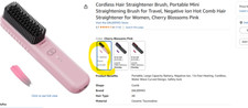Cordless Hair Straightener Brush, Portable Mini Cherry Blossoms Pink MSRP 19.99