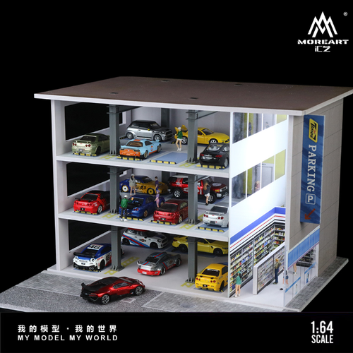 More Art Diorama 1:64 Modellino Garage Illuminazione Parcheggio Scena Costruzione Modellino Giocattolo - Foto 39 di 68