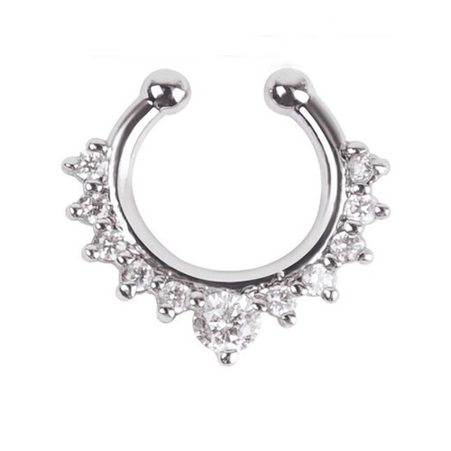 3x 2x Clip on Non Piercing Silver Gold Plated Fake Lip Nose Eyebrow Belly Ring - Picture 5 of 15