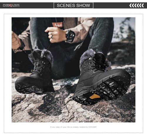 Herren Schneestiefel Warm Plüsch Stiefel Schnürung Rutschfest Wasserdicht Stiefeletten - Bild 12 von 17