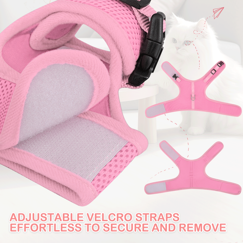 Pink Large Cat Pet Harness Escape Proof Breathable Mesh Adjustable Control Vest - Picture 7 of 9