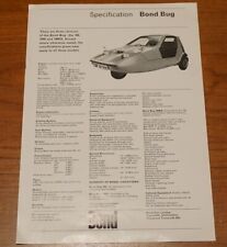 BOND BUG 1970 1971 Specifications Sales Brochure Leaflet Sheet 700ES 700E 700