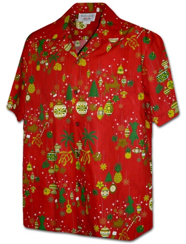 Camisa con botones Pacific Legend roja hawaiana árboles de Navidad 410-3920 - Imagen 3 de 3